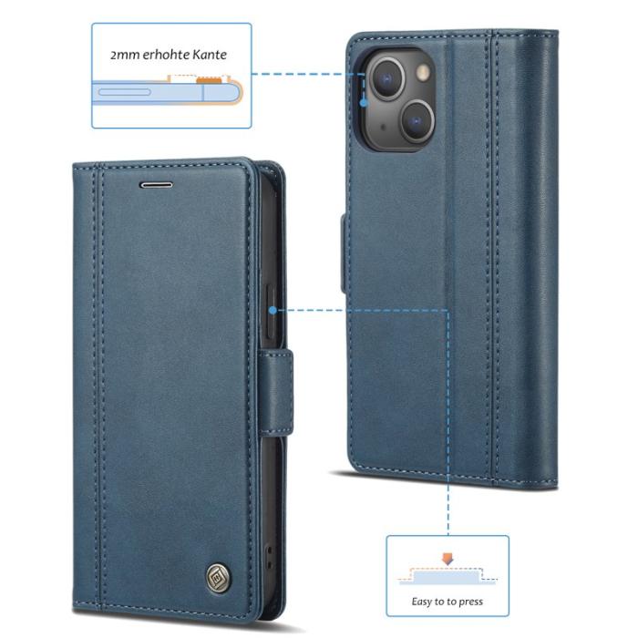LC.imeeke - LC.IMEEKE iPhone 13 Skal Shockproof PU Läder - Blå