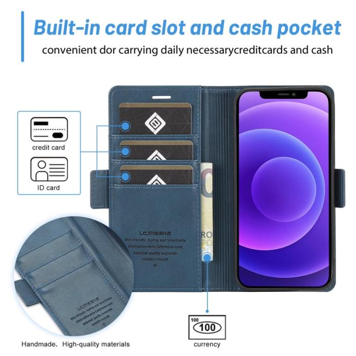 LC.imeeke - LC.IMEEKE iPhone 13 Skal Shockproof PU Läder - Blå