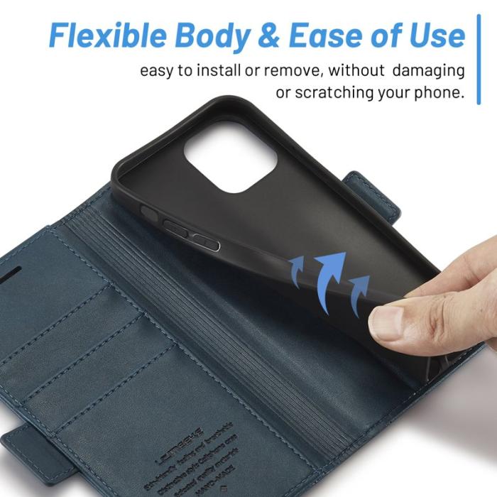 LC.imeeke - LC.IMEEKE iPhone 13 Skal Shockproof PU Läder - Blå