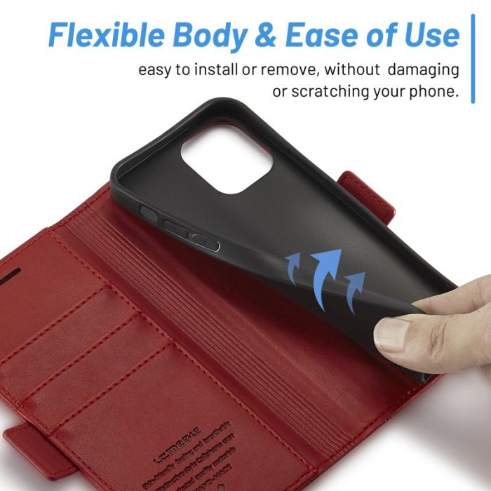 LC.imeeke - LC.IMEEKE iPhone 13 Skal Shockproof PU Läder - Röd