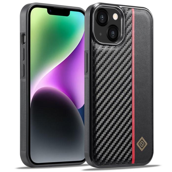 LC.imeeke - LC.IMEEKE iPhone 14 Fodral - Äkta läder - Svart