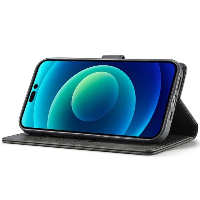 LC.imeeke - LC.IMEEKE iPhone 14 Fodral Flip Folio PU Läder - Grå