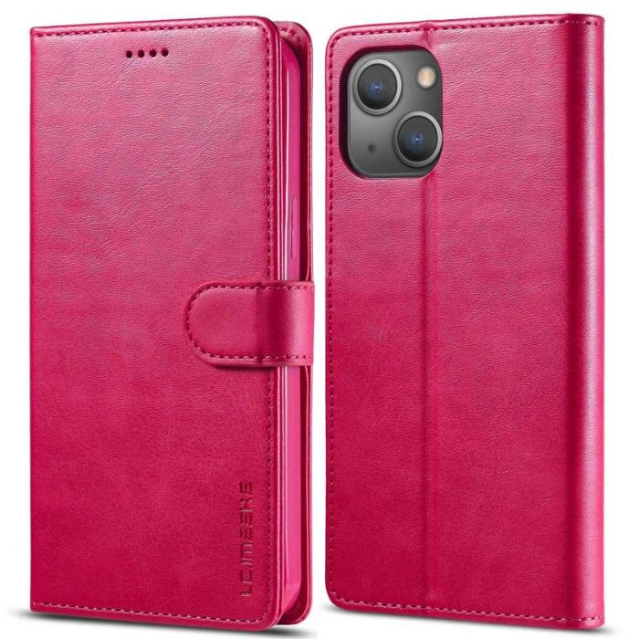 LC.imeeke - LC.IMEEKE iPhone 14 Fodral Flip Folio PU Läder - Rose