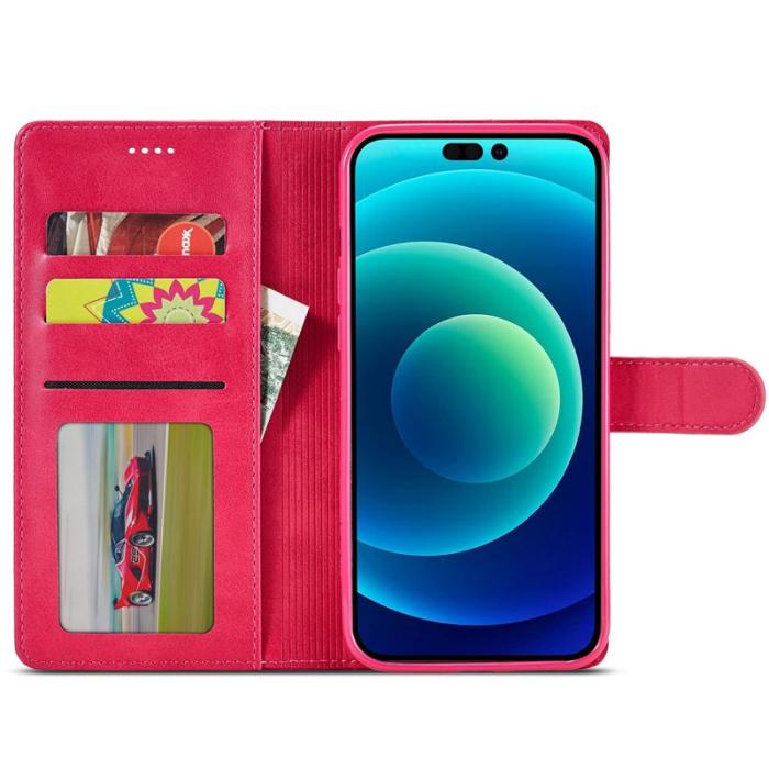 LC.imeeke - LC.IMEEKE iPhone 14 Fodral Flip Folio PU Läder - Rose