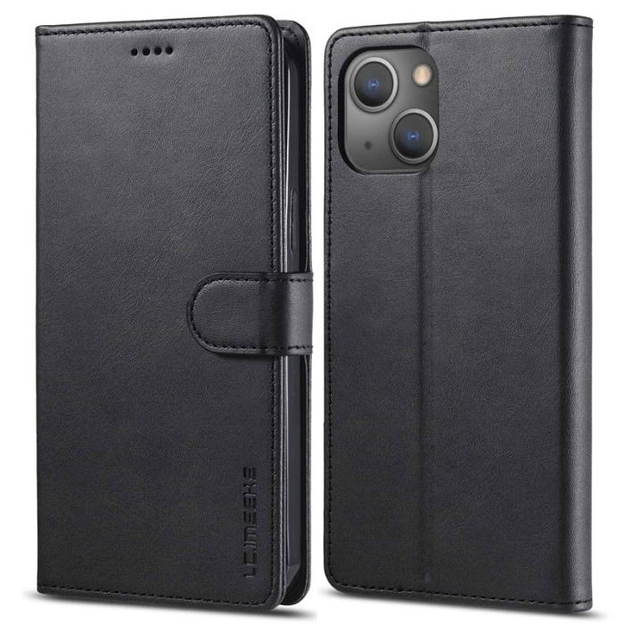 LC.imeeke - LC.IMEEKE iPhone 14 Fodral Flip Folio PU Läder - Svart