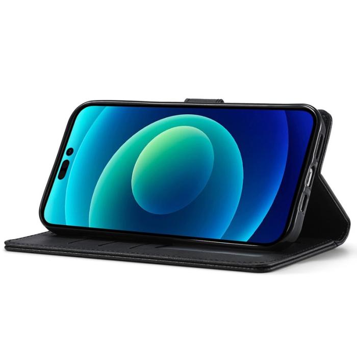 LC.imeeke - LC.IMEEKE iPhone 14 Fodral Flip Folio PU Läder - Svart