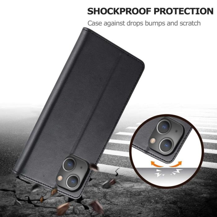 LC.imeeke - LC.IMEEKE iPhone 14 Fodral Flip Folio PU Läder - Svart