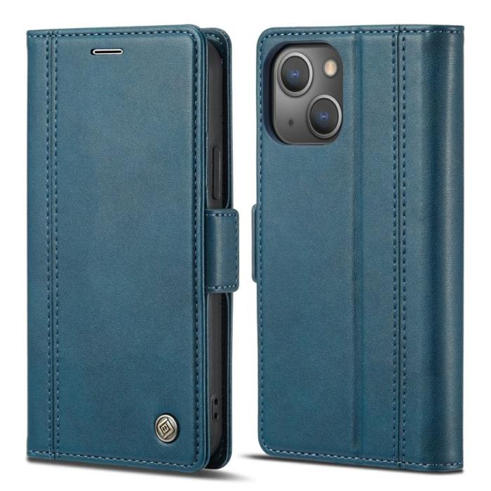 LC.imeeke - LC.IMEEKE iPhone 14 Fodral i PU-läder - Stöttålig - Blå