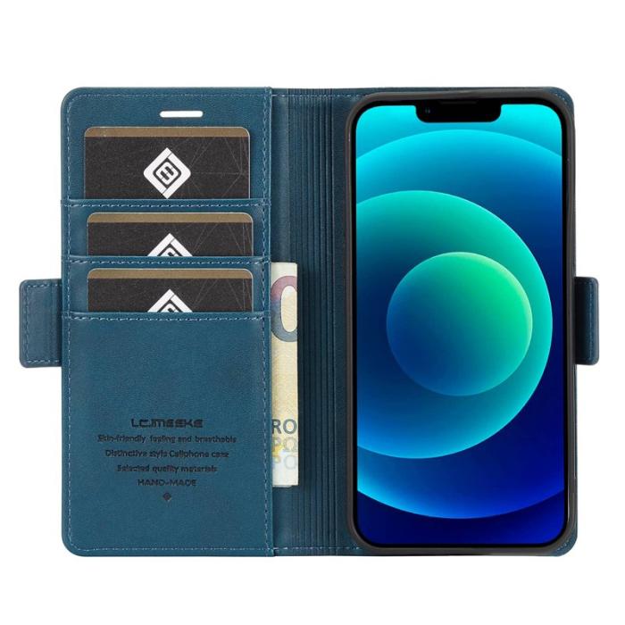LC.imeeke - LC.IMEEKE iPhone 14 Fodral i PU-läder - Stöttålig - Blå