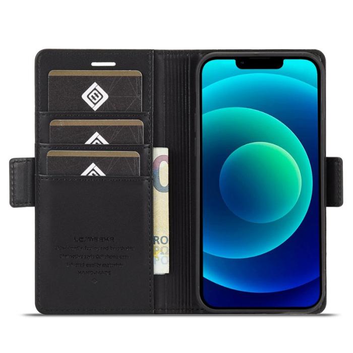 LC.imeeke - LC.IMEEKE iPhone 14 Fodral i PU-läder - Svart