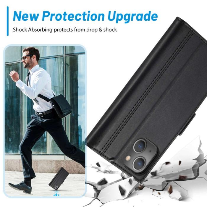 LC.imeeke - LC.IMEEKE iPhone 14 Fodral i PU-läder - Svart