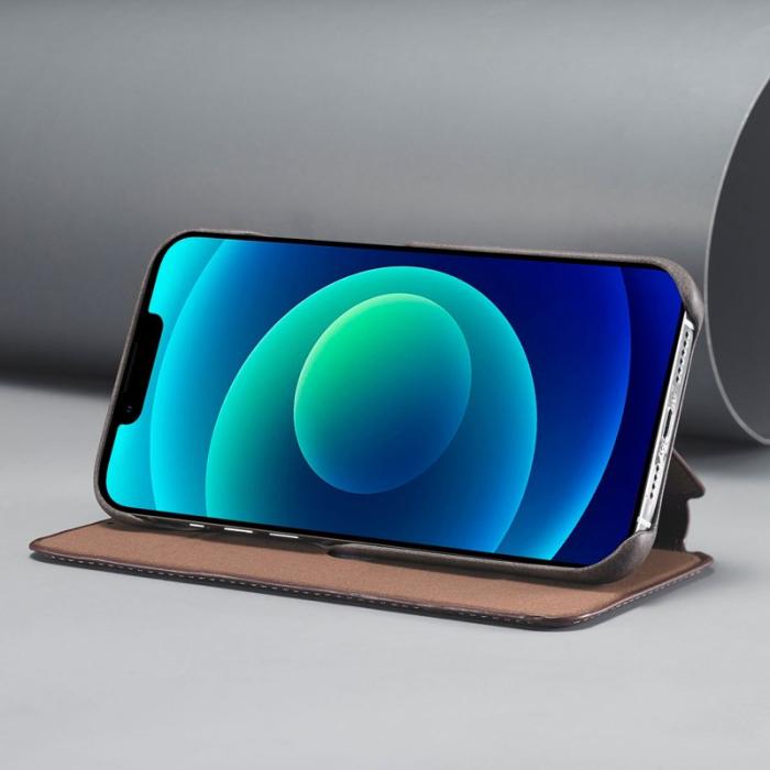 LC.imeeke - LC.IMEEKE iPhone 14 Fodral PU Läder - Mörkbrun