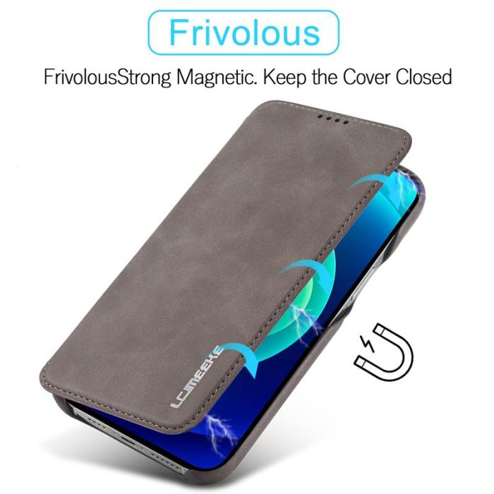 LC.imeeke - LC.IMEEKE iPhone 14 Fodral PU Läder - Mörkbrun