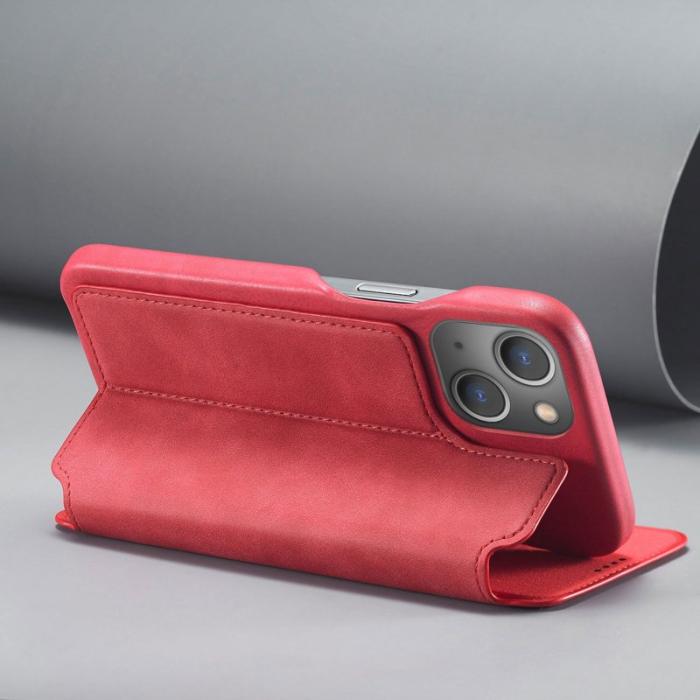 LC.imeeke - LC.IMEEKE iPhone 14 Fodral PU Läder - Röd