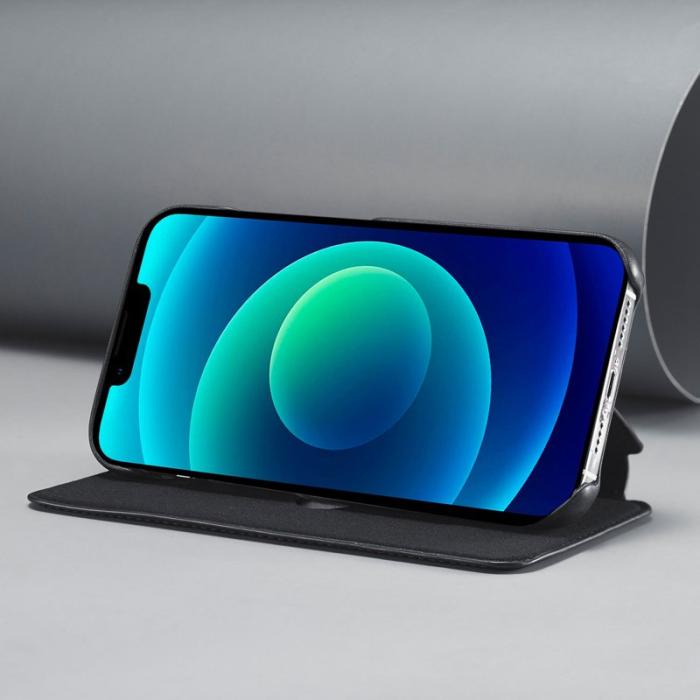 LC.imeeke - LC.IMEEKE iPhone 14 Fodral PU Läder Ställ - Svart