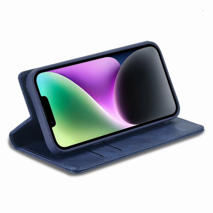 LC.imeeke - LC.IMEEKE iPhone 14 Fodral RFID Blocking PU Läder - Blå