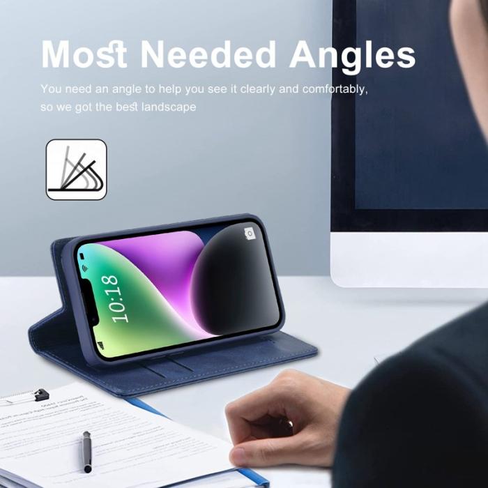 LC.imeeke - LC.IMEEKE iPhone 14 Fodral RFID Blocking PU Läder - Blå