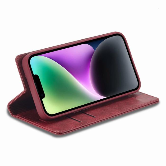 LC.imeeke - LC.IMEEKE iPhone 14 Fodral RFID Blocking PU Läder - Röd