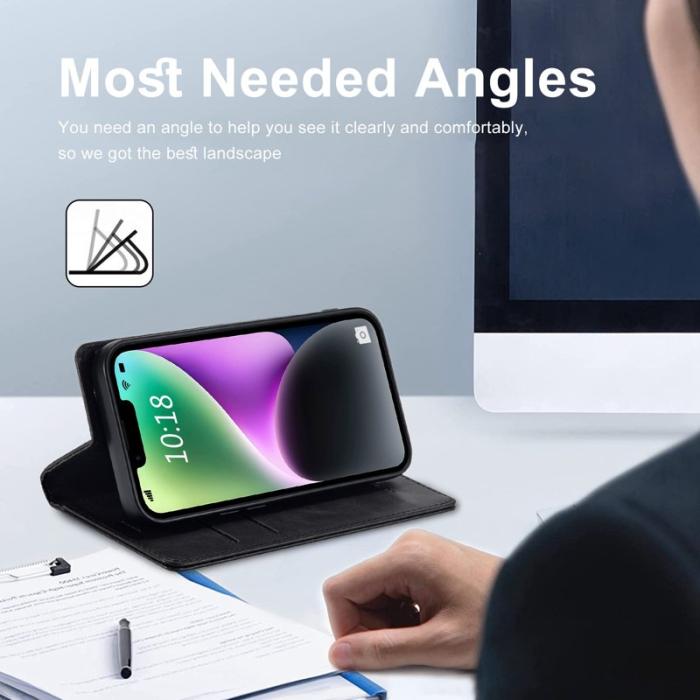 LC.imeeke - LC.IMEEKE iPhone 14 Fodral RFID Blocking PU Läder - Svart