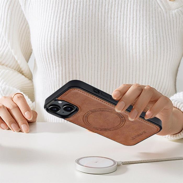 LC.imeeke - LC.IMEEKE iPhone 14 Plus Fodral Äkta läder - Brun