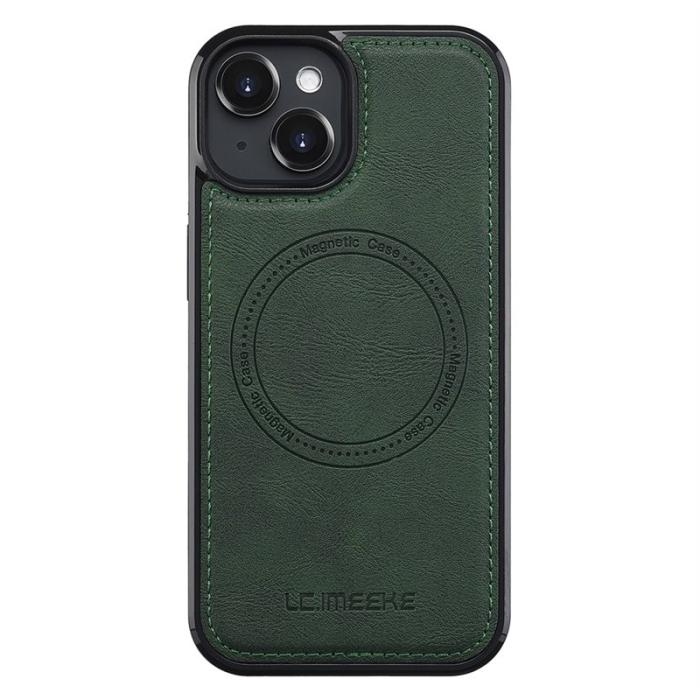 LC.imeeke - LC.IMEEKE iPhone 14 Plus Fodral - Äkta läder - Grön