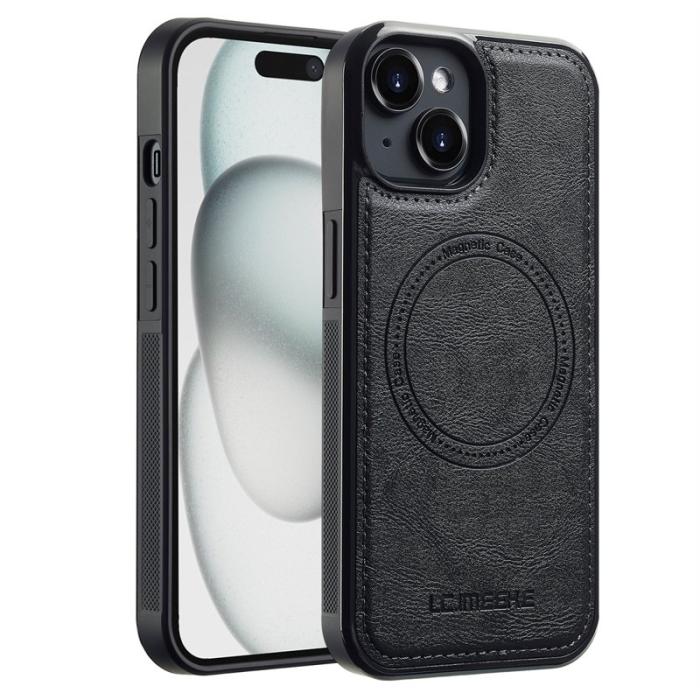 LC.imeeke - LC.IMEEKE iPhone 14 Plus Fodral Äkta läder - Svart