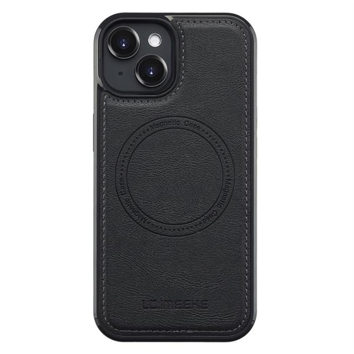 LC.imeeke - LC.IMEEKE iPhone 14 Plus Fodral Äkta läder - Svart