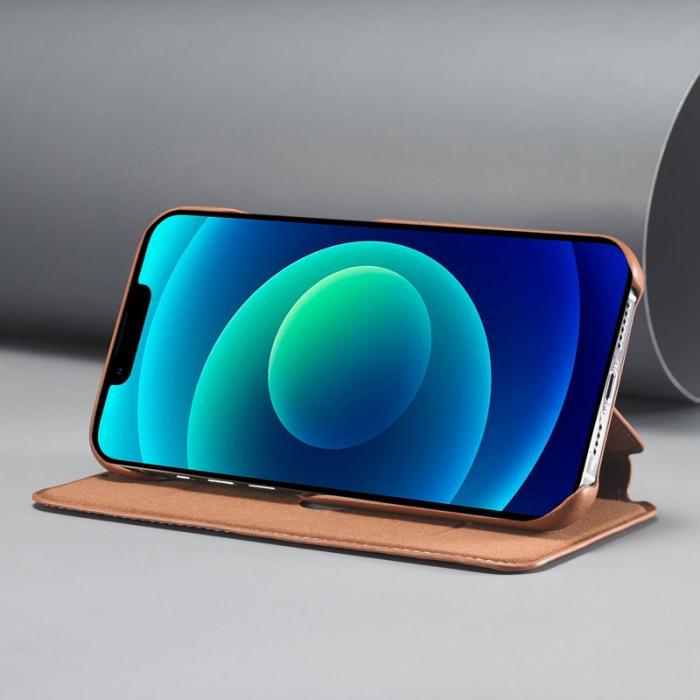 LC.imeeke - LC.IMEEKE iPhone 14 Plus Fodral i Äkta läder - Ljusbrun