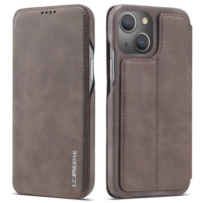 LC.imeeke - LC.IMEEKE iPhone 14 Plus Fodral i PC+PU Läder - Mörkbrun