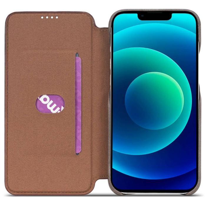 LC.imeeke - LC.IMEEKE iPhone 14 Plus Fodral i PC+PU Läder - Mörkbrun