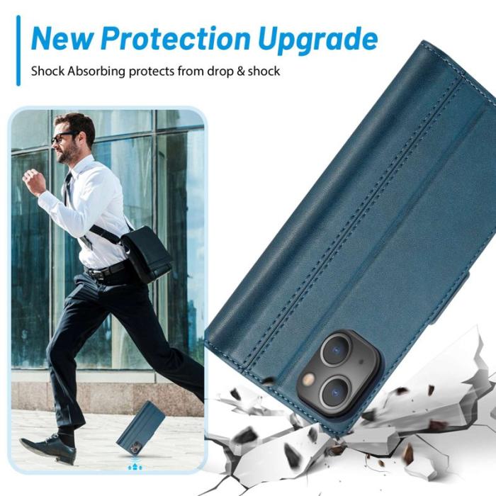 LC.imeeke - LC.IMEEKE iPhone 14 Plus Fodral i PU-läder - Blå