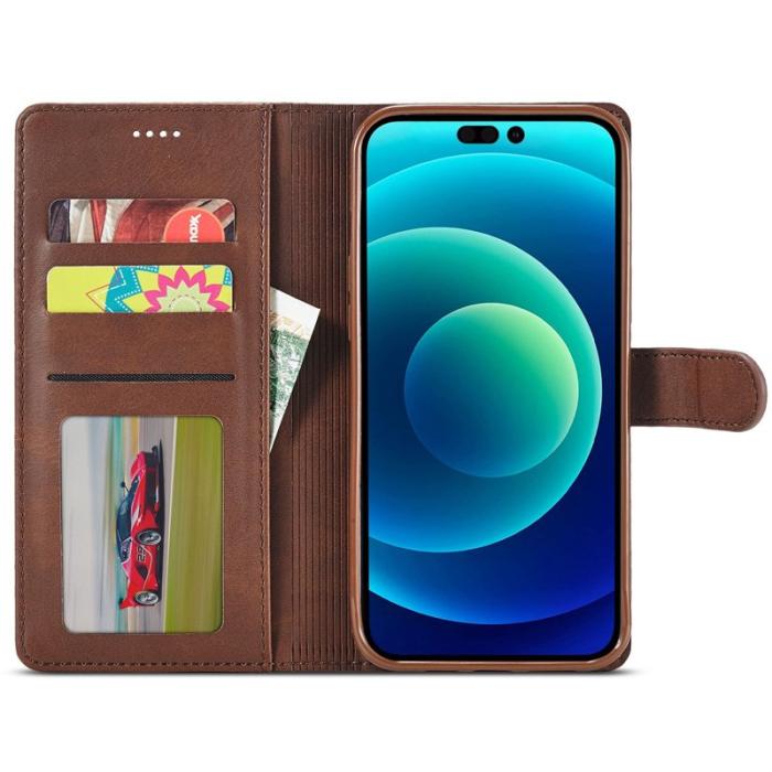 LC.imeeke - LC.IMEEKE iPhone 14 Plus Fodral i PU-läder - Brun