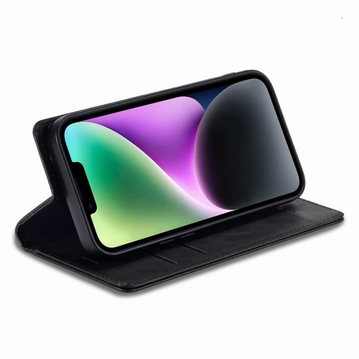 LC.imeeke - LC.IMEEKE iPhone 14 Plus Fodral i PU-läder - Svart