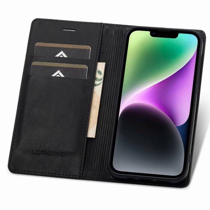 LC.imeeke - LC.IMEEKE iPhone 14 Plus Fodral i PU-läder - Svart