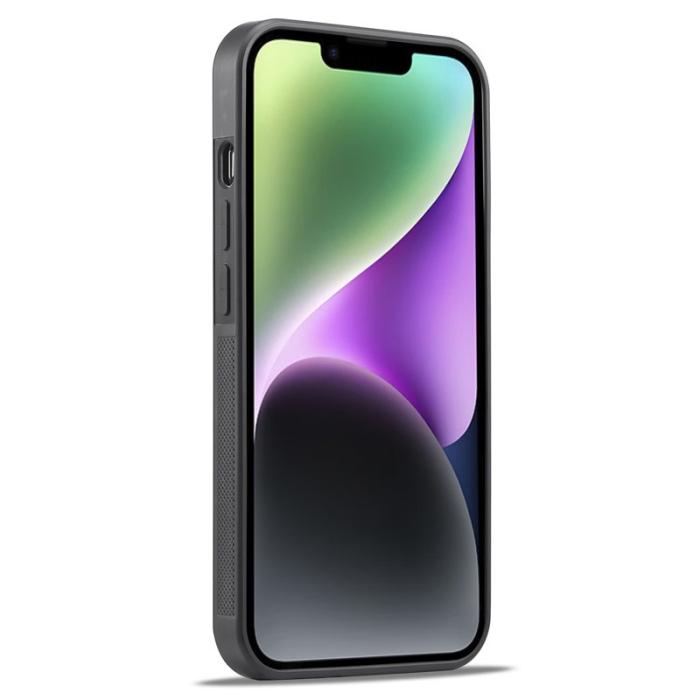 LC.imeeke - LC.IMEEKE iPhone 14 Plus Fodral - Kolfiber PU Läder - Svart