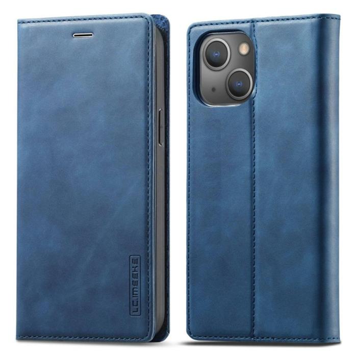 LC.imeeke - LC.IMEEKE iPhone 14 Plus Fodral - PU Läder - Blå