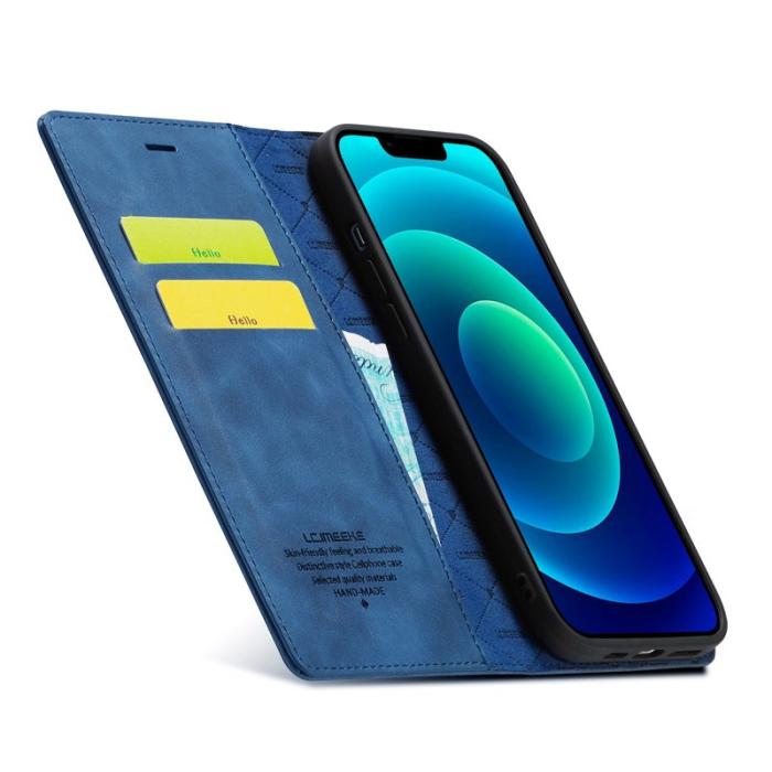 LC.imeeke - LC.IMEEKE iPhone 14 Plus Fodral - PU Läder - Blå