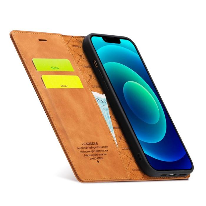 LC.imeeke - LC.IMEEKE iPhone 14 Plus Fodral PU Läder - Brun