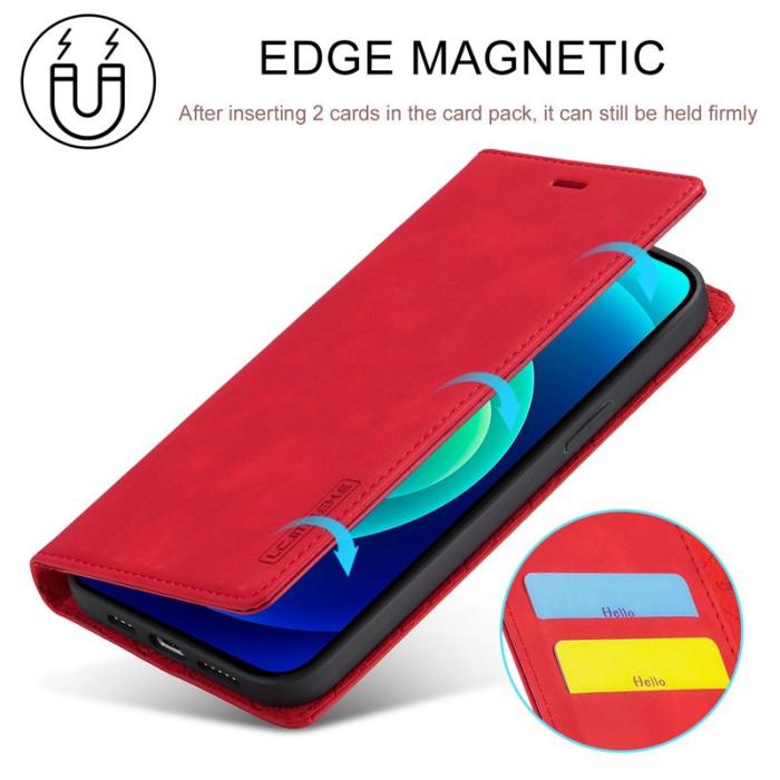 LC.imeeke - LC.IMEEKE iPhone 14 Plus Fodral PU Läder - Röd