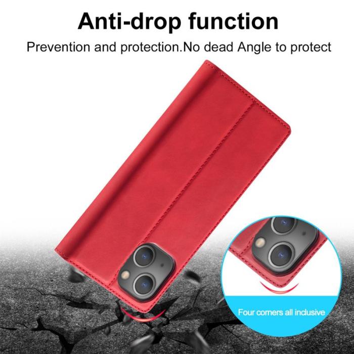 LC.imeeke - LC.IMEEKE iPhone 14 Plus Fodral PU Läder - Röd