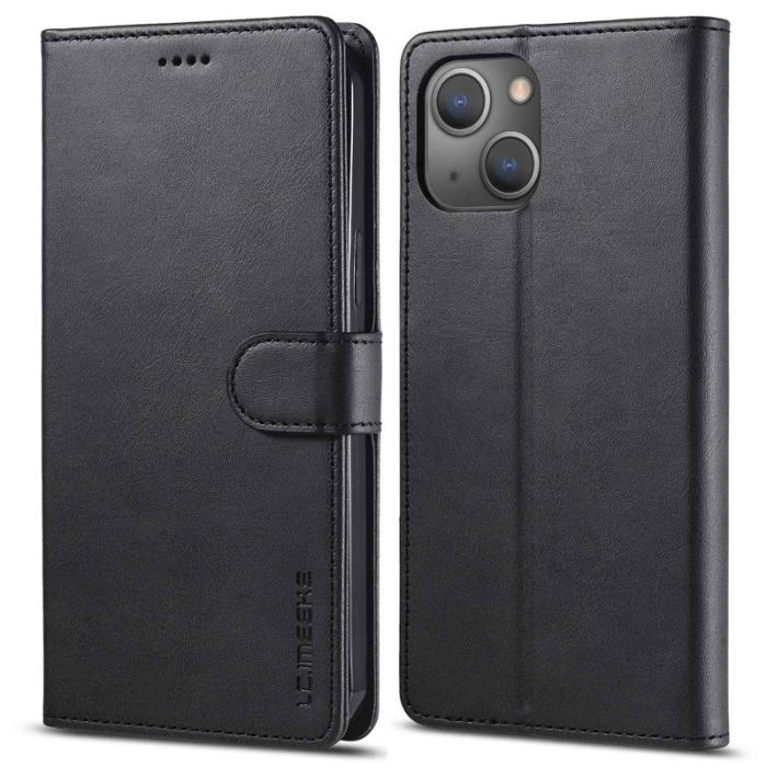 LC.imeeke - LC.IMEEKE iPhone 14 Plus Fodral PU Läder - Svart