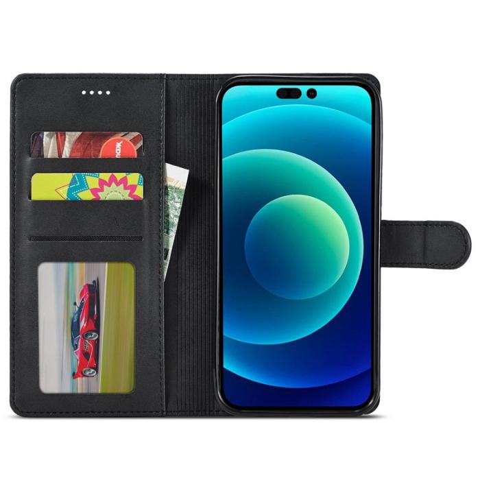 LC.imeeke - LC.IMEEKE iPhone 14 Plus Fodral PU Läder - Svart