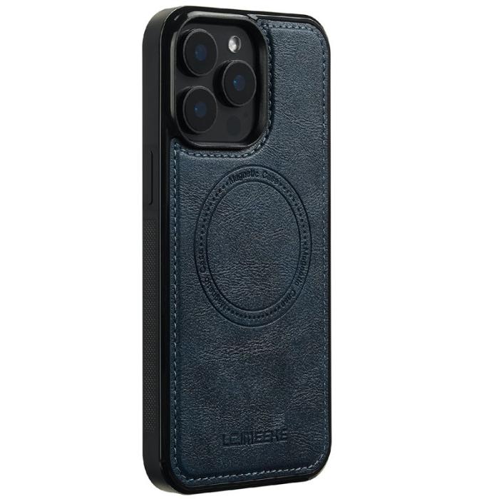 LC.imeeke - LC.IMEEKE iPhone 14 Pro Fodral Äkta läder - Blå