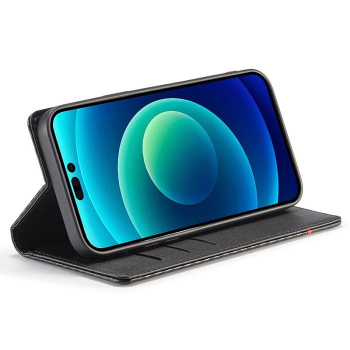 LC.imeeke - LC.IMEEKE iPhone 14 Pro Fodral Äkta läder - Vertikal Rand