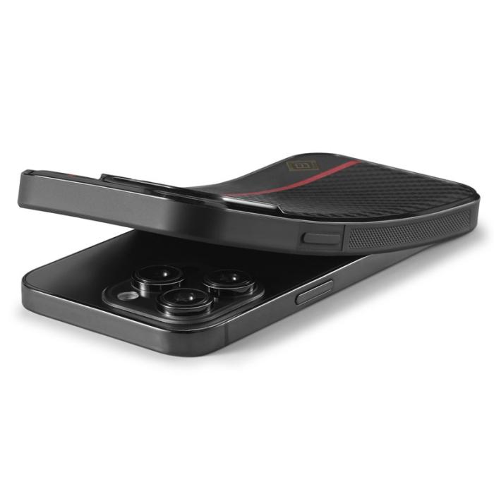 LC.imeeke - LC.IMEEKE iPhone 14 Pro Fodral i Kolfiber PU Läder - Svart