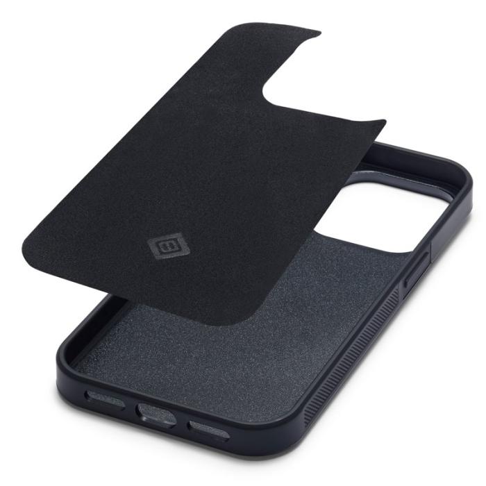 LC.imeeke - LC.IMEEKE iPhone 14 Pro Fodral i Kolfiber PU Läder - Svart