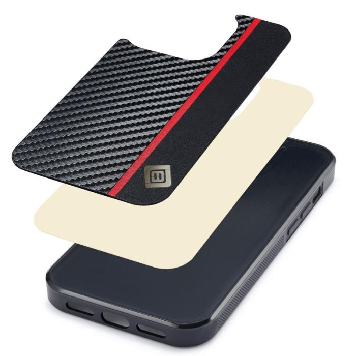 LC.imeeke - LC.IMEEKE iPhone 14 Pro Fodral i Kolfiber PU Läder - Svart