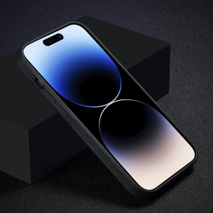 LC.imeeke - LC.IMEEKE iPhone 14 Pro Fodral i Kolfiber PU Läder - Svart