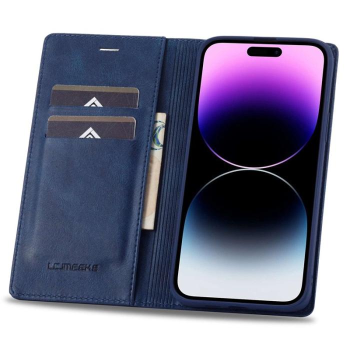 LC.imeeke - LC.IMEEKE iPhone 14 Pro Fodral i PU-läder - Blå