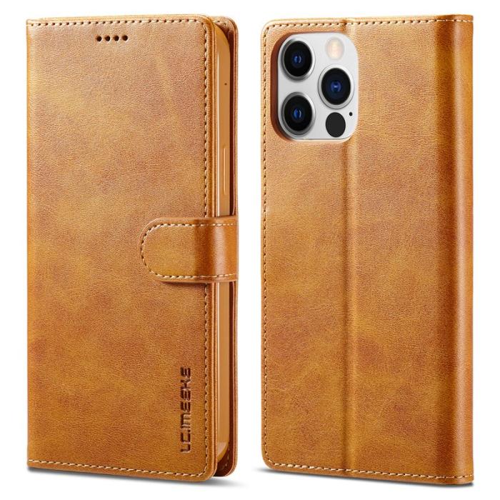 LC.imeeke - LC.IMEEKE iPhone 14 Pro Fodral i PU-läder - Ljusbrun